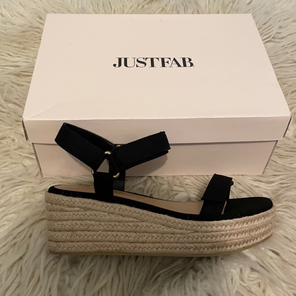 Black wedge sandals
